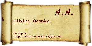 Albini Aranka névjegykártya